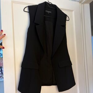 Central Park West Black Sleeveless Blazer Vest - Notch Lapel